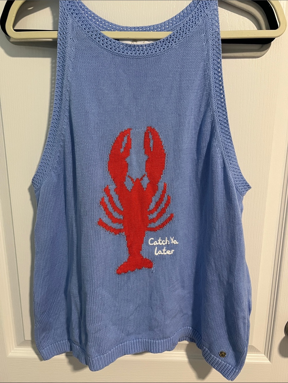 Lilly Pulitzer XL Emra Sweater Tank Jacaranda Blue Lobster Jacquard